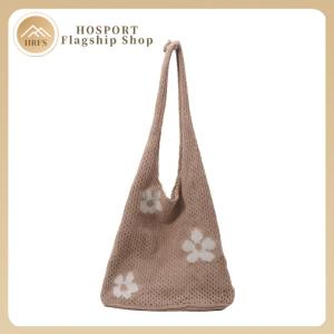 Casual Floral Tote Bag for Women Lightweight Knit Shoulder Bag Suitable for Daily Activities