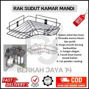 RAK SUDUT SATUAN KAMAR MANDI GANTUNG BAHAN BESI TEBAL KUAT POJOK DINDING HARGA MURAH BARANG BERKUALITAS WARNA HITAM PUTIH SERBAGUNA