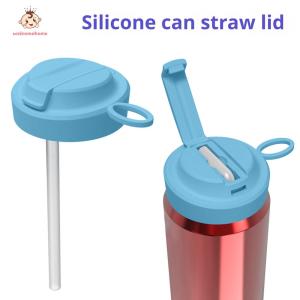 Welcomehome Soda Can Lids with Straws Silicone Dustproof Beer Can Toppers Reusable Drink Can Top Protectors for Soda Beverage Juice