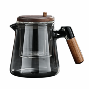 YRUQYS Creative Tea separation Glass Teapot 650ML Heat Resistant One-button Filtering Teapot Anti-Scalding with Wooden Handle Lazy Kungfu Drip Teapot Drinkware
