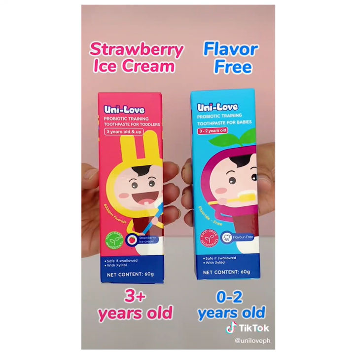 UniLove Probiotic Training Toothpaste - Flavour-Free (0-2 Years Old) 60g Pack of 1