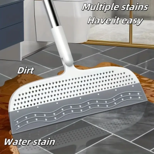 Magic broom with detachable head and double-sided silicone scraper，cleaning supplies，floor squeegee