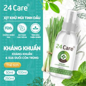 [50ml] Xịt Phòng Tinh Dầu Hữu Cơ Organic 24Care - Kháng khuẩn - Khử mùi hôi - Đuổi muỗi - côn trùng - Tạo không gian lãng mạn hẹn hò - Hương thơm thư giãn