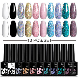 10 Colors Gel Polish Set Semi Permanent Pink Yellow Red Nail Art Manicure Soak Off LED UV Gel Nail Varnishes Kit Set 7ml