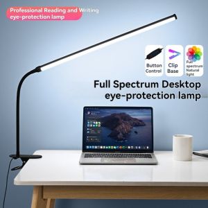 FPXR8 3 Mode Colors LED Clip-on Desk Lamp Long Arms Eye-Caring Reading Study Light LED Table Lamp Adjustable Brightness Desk Light with Clamp Home Office