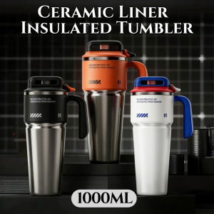 1000ml Ceramic Liner Insulated Cup Large Capacity Outdoor Sports Cup Vacuum Stainless Steel Tumbler