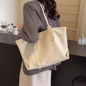Handbag Korean-style retro solid color casual simple tote bag for commuting versatile fashionable large capacity bag for women cross-border