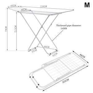 THEOMNIDESK 120/171cm X-shaped Foldable Clothes Drying Rack 2 Wings Floor Balcony Drying Hanger Indoor Outdoor Clothes Airer Home Hotel Bachelor Apartment Drying Coat Stand Free Installation