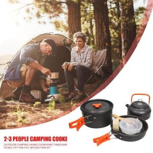 iRhea Camping Cooking Set 2-3 People Outdoor Travel Picnic Household Teapot Backpack Gear Camp Cookware Set