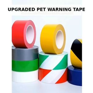 PET Warning Tape Black Yellow Hazard Stripe Floor Marking Safety Tape 100m 3cm 4.8cm 8cm Width