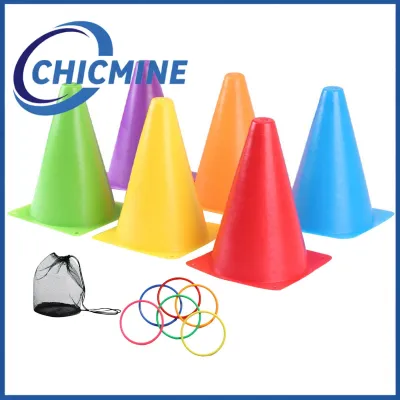 Chicmine Flexible Sports Cones 12pcs Colorful Football Training Cones Set with Carrying Bag – Stackable Plastic Sports Markers for Soccer Practice Ergonomic Design Durable and Portable for Outdoor Use