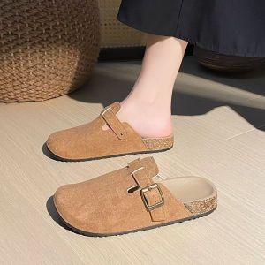 [Free Shipping] New style womens clogs with cork soles and internal height increase suitable for outdoor wear