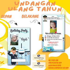 Undangan Ulang Tahun Anak PESAWAT Custom Karakter  Free Foto Design dan Plastik