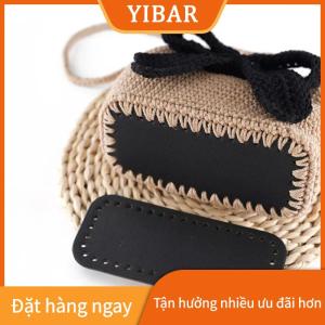YIBAR 8x20Cm Handmade Hình Bầu Dục Dưới Cho Dệt Kim Túi PU Da Chịu Mài Mòn Phụ Kiện Dưới Với Lỗ Tự Làm Crochet Túi Dưới