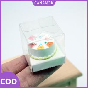 CANAMEK✨ 1 12 Dollhouse phim hoạt hình bánh với hộp rõ ràng mô hình Dollhouse mini mô phỏng món tráng miệng trang trí búp bê Nhà Phụ kiện thực phẩm