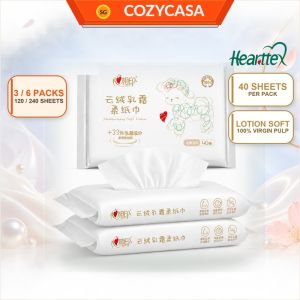 【CozyCasa】 【3/6Packs】心相印Hearttex Moisturizing Facial Tissue 40 Sheets 3-Ply Soft Lotion Tissue for Sensitive Skin