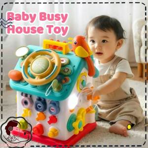 63 in 1 Baby Busy House Early Montessori Educational Toys Motor Skills Train Light Music Mainan Bayi