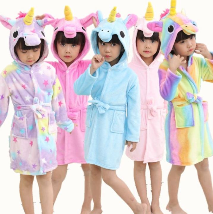 Unicorn Hoodies Bathrobe Bath Robe Kids Swim Robe Children