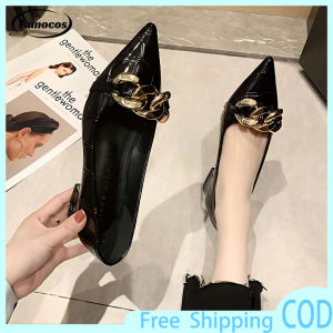 Womens shoes thick heel pointed professional leather shoes shallow mouth soft sole mid-heel shoes