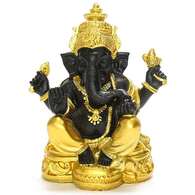 【HOT-SELL】 Lord Ganesha Statue Buddha Elephant Hindu God Sculpture Figurines Resin Home Garden Decoration Buddha Statues for House