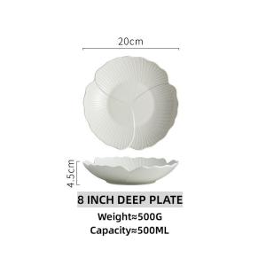 OMK Minimalist style Ceramic Flower Shape deeep Plate Soup plate