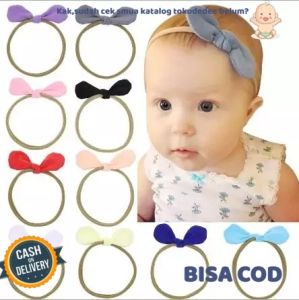 TokoDedee - Bandana Bayi Talcok Aksen Tali Berpita Simple / Bando Bayi Bahan Nyaman Lucu / Bando Bayi Murah
