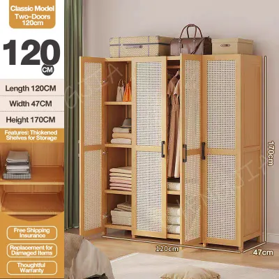 Wardrobe Cabinet 2/3/4/5 Doors Clothes Storage Cabinet Almari Baju Rak Baju Almari Pakaian Wooden Wardrobe 衣柜/衣橱