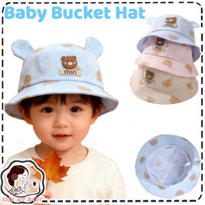Baby Bucket Hat Cute Bear Fisherman Hat Outdoor Sun Hat Anti-UV Sunshade Hat Cap Topi Bayi
