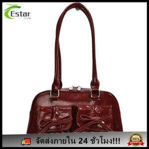 ผู้หญิงรักแร้กระเป๋ารักษาการสองกระเป๋าหนัง PU ถุงช้อปปิ้งง่าย ๆ พร้อมโบว์กระเป๋าเล็กถุงสีทึบกระเป๋ากุ๊ย