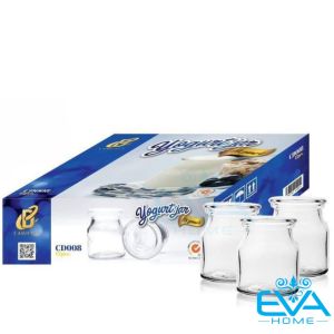 Hộp 12 Hũ Thuỷ Tinh Dùng Làm Yaourt  100ml In Hoạ Tiết Dễ Thương / Hũ Sữa Chua Thuỷ Tinh In Hình Hàng Việt Nam