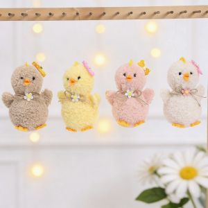 DOWNA 3D đầy màu sắc Đồ trang trí Phục sinh Chất liệu nhung Làm thủ công  dây chuyền gà Trang trí DIY Đồ trang trí treo Gà con nhồi bông Tiệc mùa xuân