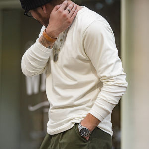 Áo Sơ Mi Henry Cổ Điển Mỹ "007" Phong Cách Dụng Cụ Mùa Thu Thương Hiệu Maden Cho Nam Giới Trẻ Áo Thun Dài Tay Áo Sơ Mi Tough Guy Cùng Beckham