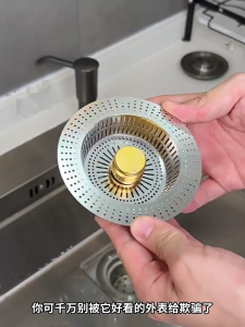 Sturdy Stainless Steel Kitchen Sink Drain Strainer Gold Finish Catcher Basket for Clean and Tidying Kitchens