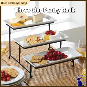 Wedding cake dessert stand - three-tier dessert counter. Wedding fruit and food display stand. Folding decorative display stand for hotels