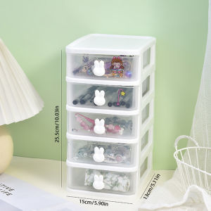 Cute 5-Tier Desktop Drawer Storage Organizer Small Desk Shelf Box for Cosmetics Stationery Daily Sundries Vanity Bedroom Desk Tidying
