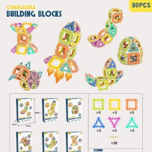 TASMO 80 Changeable Building Block Tiles STEM & Learning Building Toys for Kids 3D Mini Stacking Toys Educational Creativity Birthday Gift for 3+ Years Old Boys and Girls