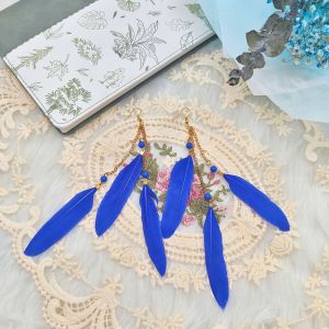 Ready Stock SG Dulciana Dangle Feather Earrings Handmade Boho Feather Earrings