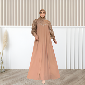 Gamis Kondangan Terbaru Shenna Gown Dress BO Ceruty Babydoll Mix Brukat Payet Dress Wanita Korean