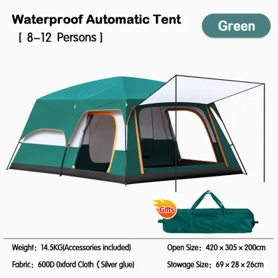 khemah Unta Camel Tent Besar 8-12 Person Large Camping Tent Family Tent For Outdoor 2 Rooms Double Layer