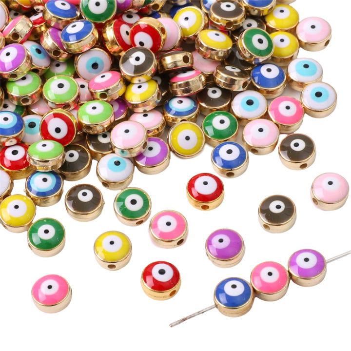 10/20Pcs 8mm Multicolor Handmade Enamel Flat Round Evil Eye Beads for  Necklace Bracelet DIY Jewelry Making Resin Beads Lazada PH