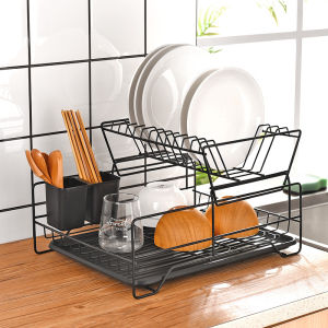 Mitsuchi Multifunctional Double-layer Storage Dish Rack Drain Dish Rack Rak Penyimpanan Pinggan