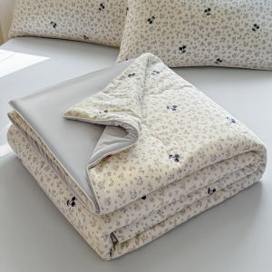100% Cotton Summer Cooling Comforter Floral Printed Lightweight Quilt Blanket for Bed Soft Breathable Air Conditioning Comforter