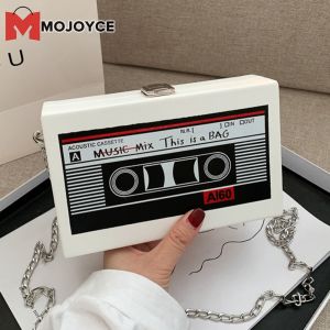 MOJOYCE Women Compact Cross Body Clutch Bag PU Leather Radio Shape for Teen Girls and Women Evening and Casual Use