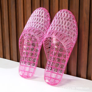 [Free Shipping] New Summer Crystal Slippers For Women Flat Bottom Closed-Toe Non-Slip Indoor Bathroom Bath Slip-On WomenS Slippers