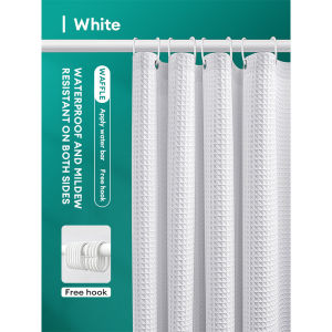 BOBO 120cm/180cm Shower Curtain Waterproof with Rod Waffle Bathroom Shower Curtains Makapal Washable Cloth