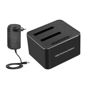 External Hard Disk Enclosure Double Bay USB3.0 to Sata3.0 Supports 3.5 and 2.5inch Drives Support Offline Cloning