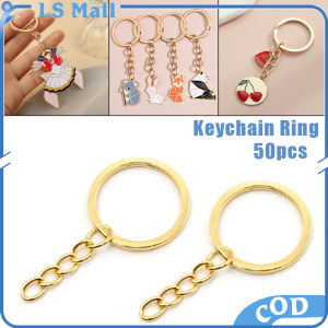 50PCS Keychain Ring Gold Key Ring Key Chain and Open Jump Ring for DIY Keychain Epoxy Resin Crafts