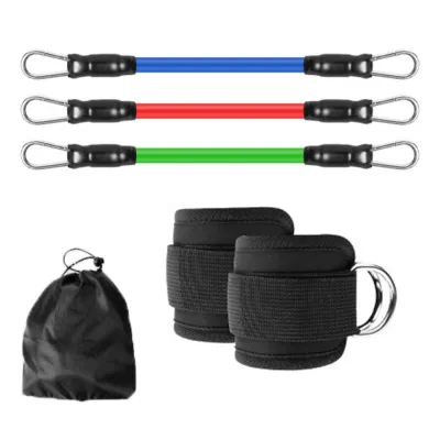 MUSASI Double D-Ring Cable Ankle Straps Adjustable Strength Training Brace Support Portable Sport Safety Ankle Cuffs Gym Workouts