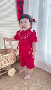 Badiya    Summer Baby Girl Outfit 1-2 Years Old Ceremonial Hanfu Set