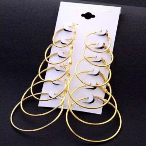 Anting Set 6 Ring Aksesoris Fashion Wanita Simple Model Terbaru Kekinian Elegan